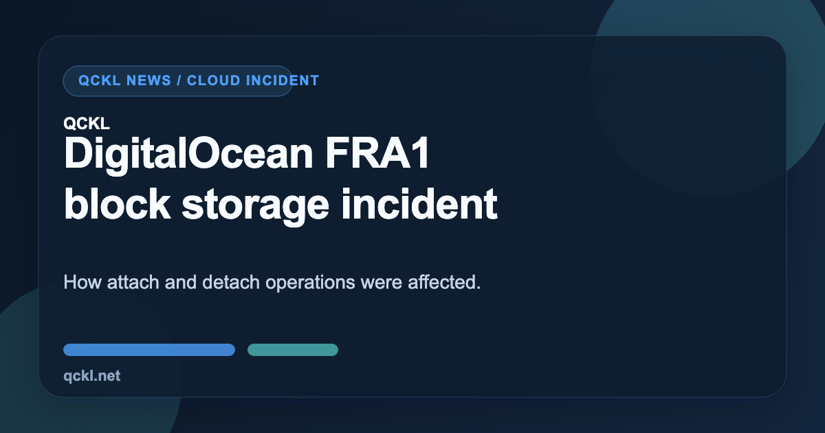Операции управления томами DigitalOcean в FRA1 сбоили почти пять часов